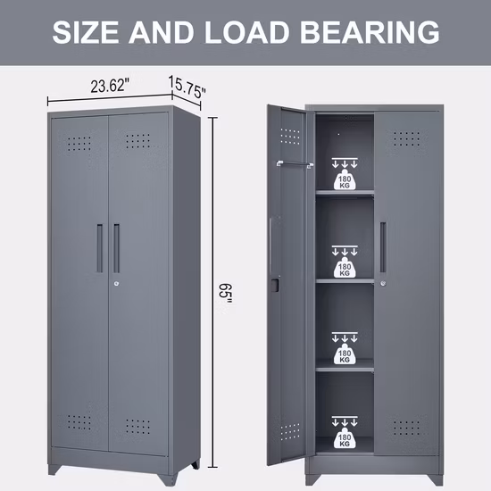 Gabinete de almacenamiento de artículos de limpieza, taquillas de herramientas limpias de doble puerta
